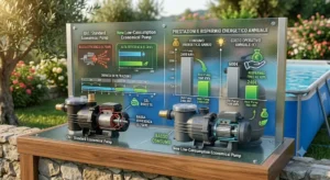 Grafico sulle prestazioni e sul risparmio energetico offerto da una pompa piscina economica a basso consumo