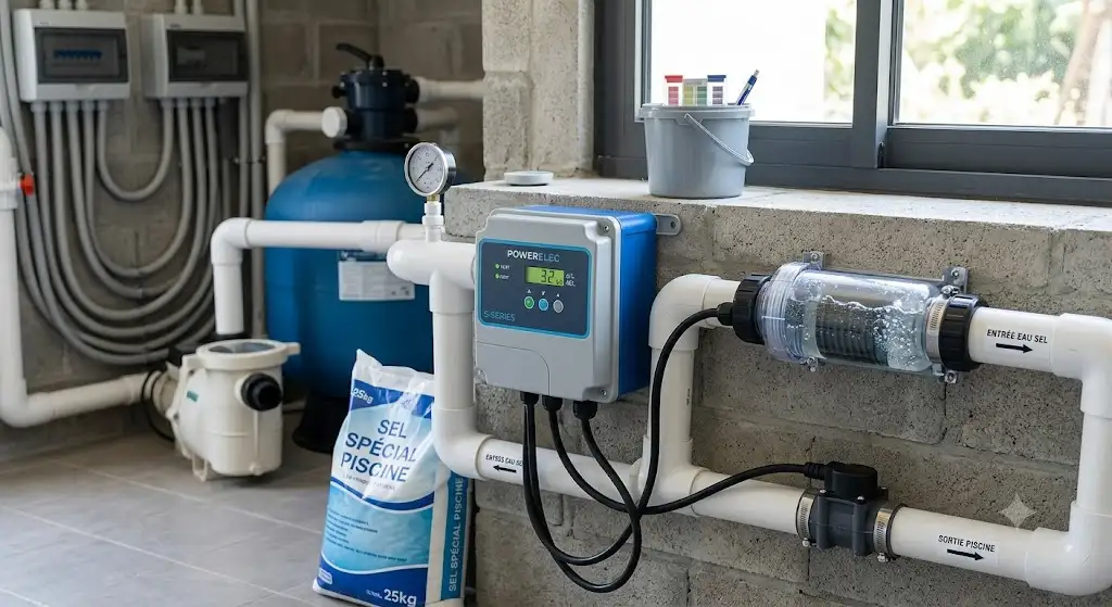 électrolyseur sel piscine pas cher compact et performant pour le traitement automatique de l'eau
