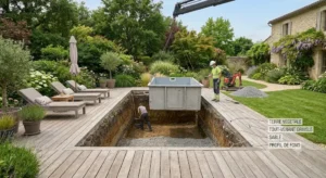 Travaux de terrassement et installation d'une piscine familiale 6m