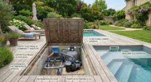 Système de filtration compact adapté à une piscine familiale 6m
