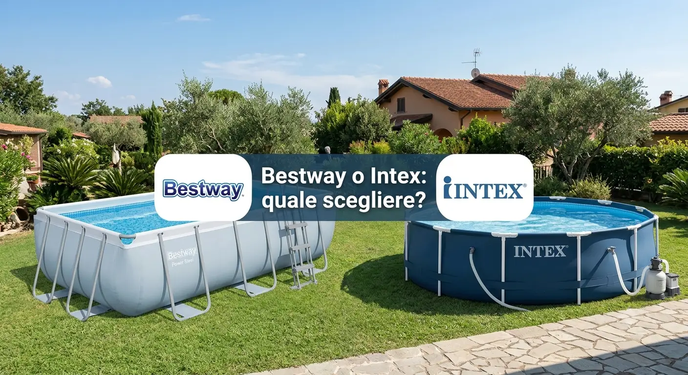 Confronto tra piscine fuori terra Bestway e Intex con i due loghi a confronto