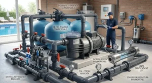 Impianto con pompa piscina professionale ad alta portata per strutture pubbliche e hotel