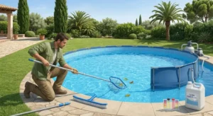 Operazioni di pulizia e manutenzione periodica dell'acqua per piscina autoportante