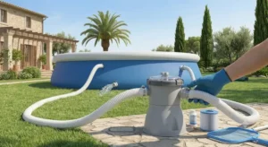 Collegamento della pompa filtro a cartuccia per la filtrazione di una piscina autoportante