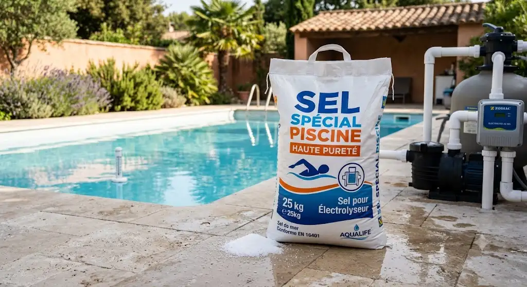 Sac de sel spécial piscine haute pureté pour traitement de l'eau par électrolyse au sel