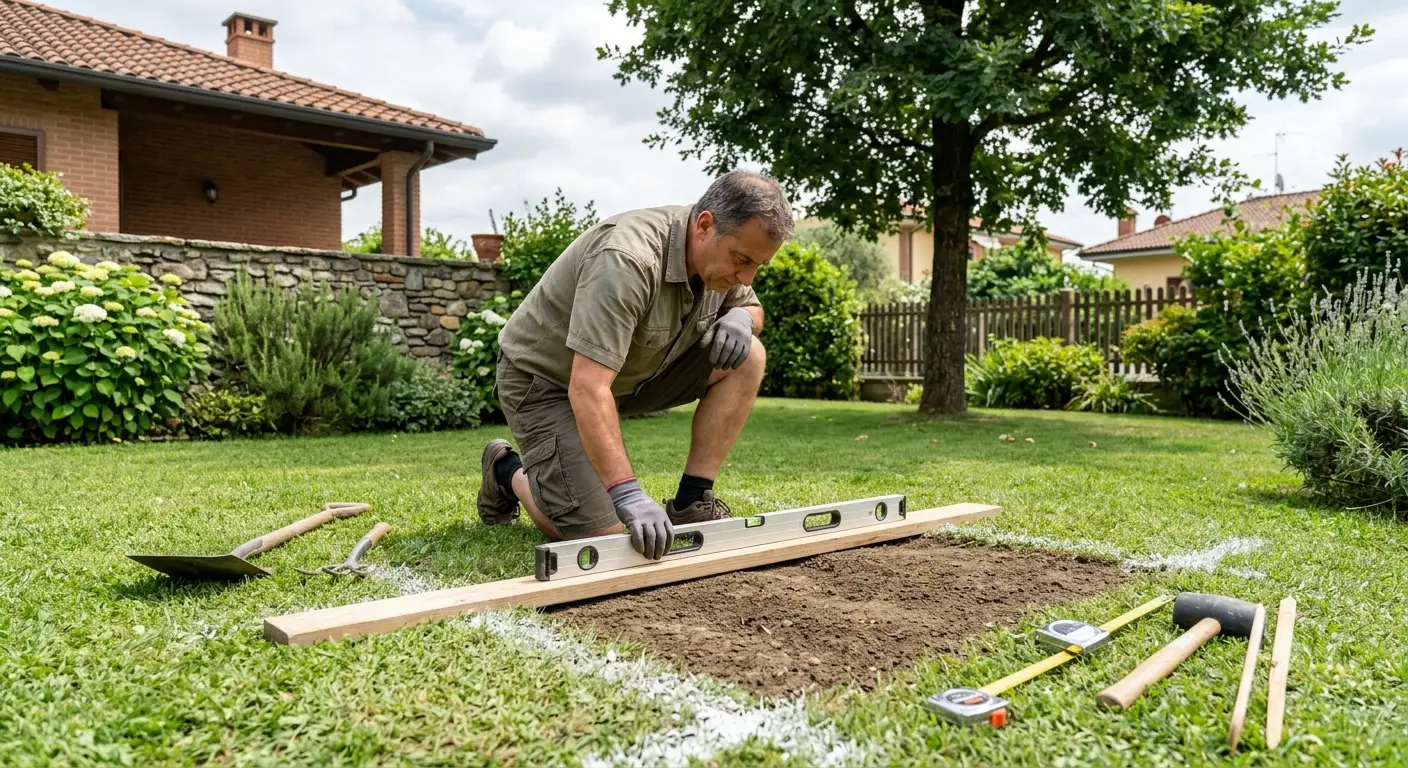 Valutazione e scelta del terreno pianeggiante per capire come installare una piscina fuori terra in giardino