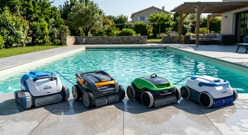 Comparatif visuel des meilleurs robot piscine moins de 600 euros pour bassin enterré et hors-sol.